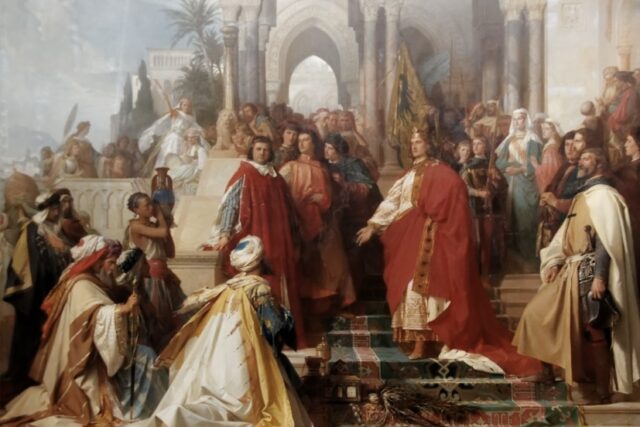 Dipinto della corte dell’imperatore Federico II a Palermo, di Arthur von Ramberg (CC BY-SA 4.0)