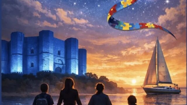Castel del Monte illuminato di blu per “Onde Blu”, la sensibilizzare sul tema dell’autismo e dell’inclusione