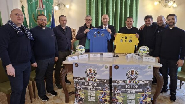 Presentazione partita benefica di calcio “vecchie glorie” Italia vs Brasile a Corato
