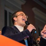 Comizio Corrado De Benedittis candidato sindaco Corato: intervento di un candidato consigliere