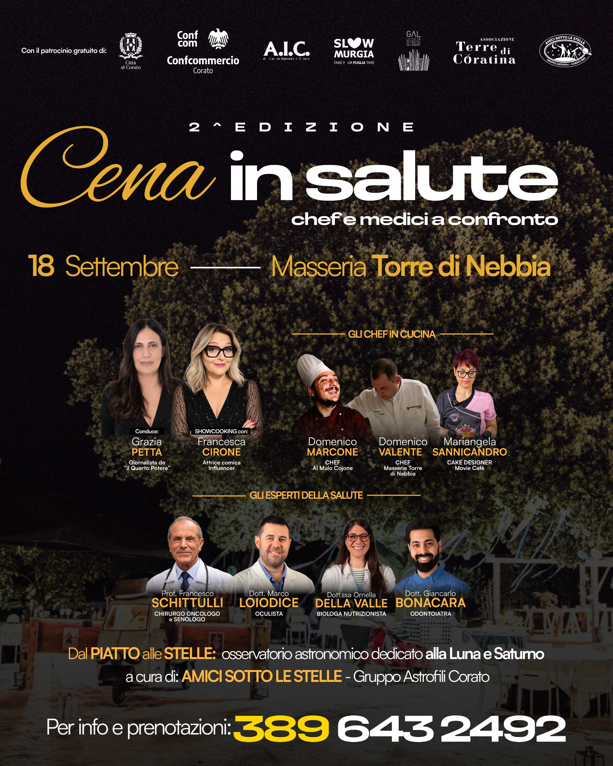Cena in Salute, seconda edizione: chef e medici a confronto il 18 settembre a Corato